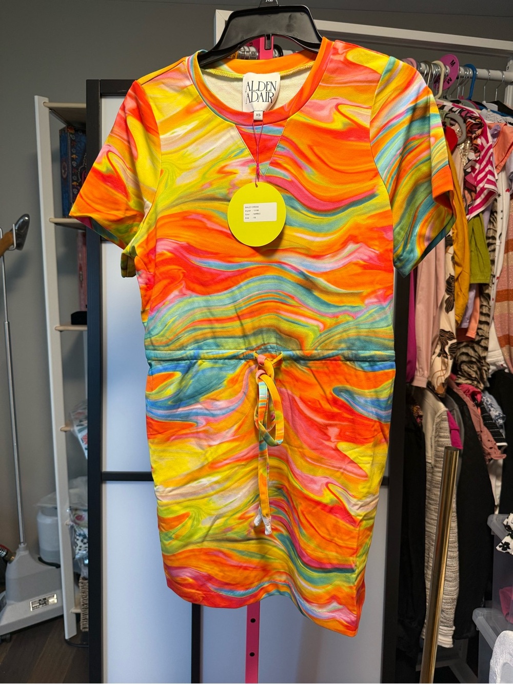 Alden Adair Colorful Swirl Mini Dress NWT XS Oversized Fit